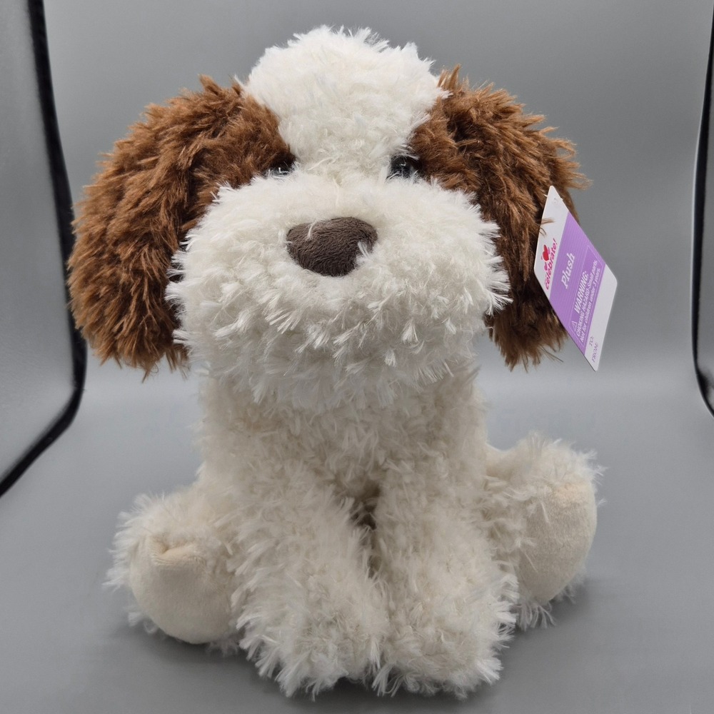 Way to Celebrate Sitting Spaniel Dog Plush Stuffed Animal White Brown 356693 NEW